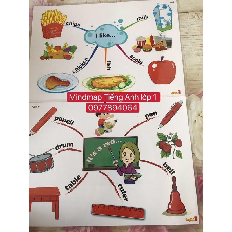 Mindmap luyện thuyết trình Tiếng Anh lớp 1 BGD- Size A3️ép plastics