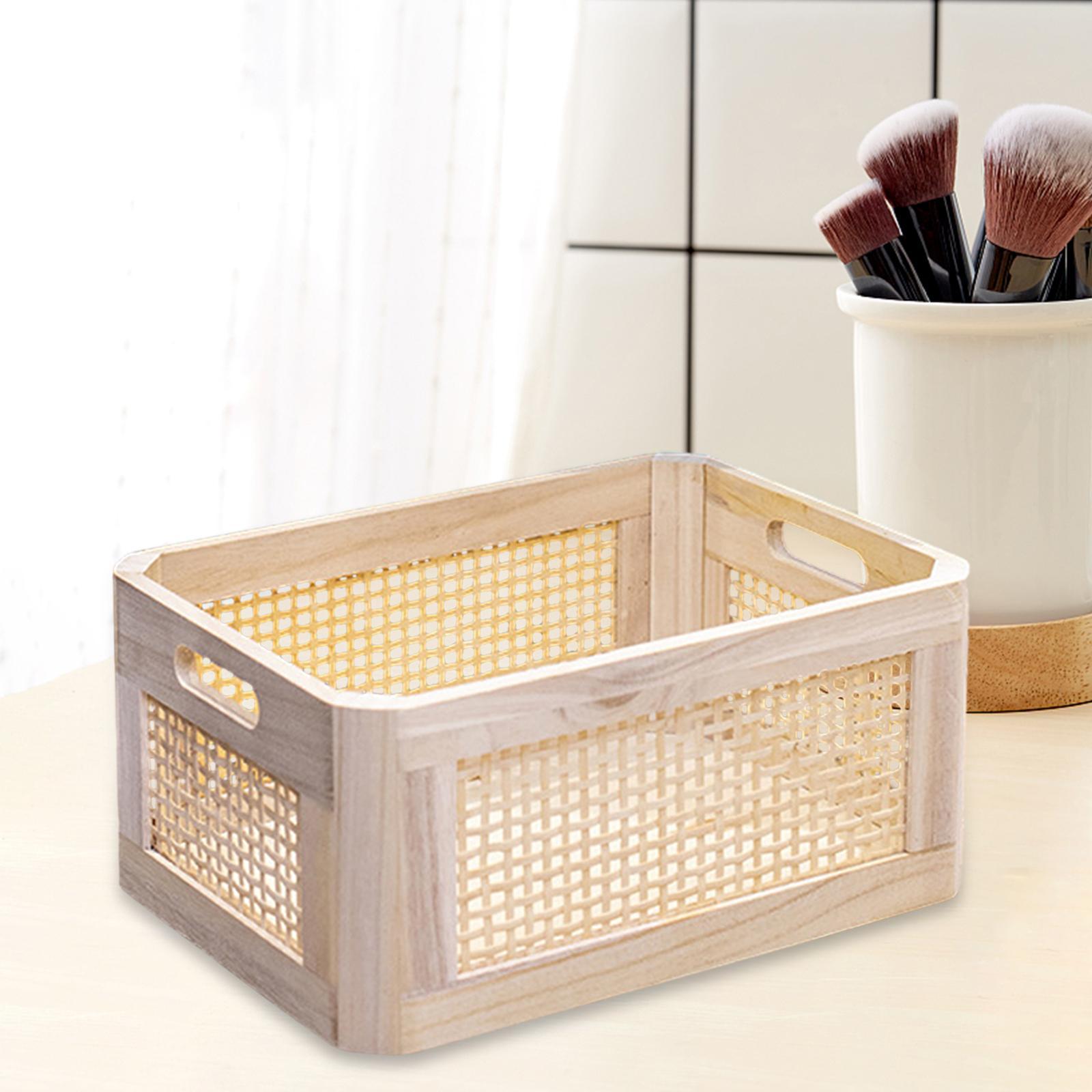 Desk Storage Basket, Wooden Desktop Storage Box Dorm Drawer Organizer Bin Desk Organizer Tray for Organizing, Shelves ,Cosmetics, Cabinet, Makeup