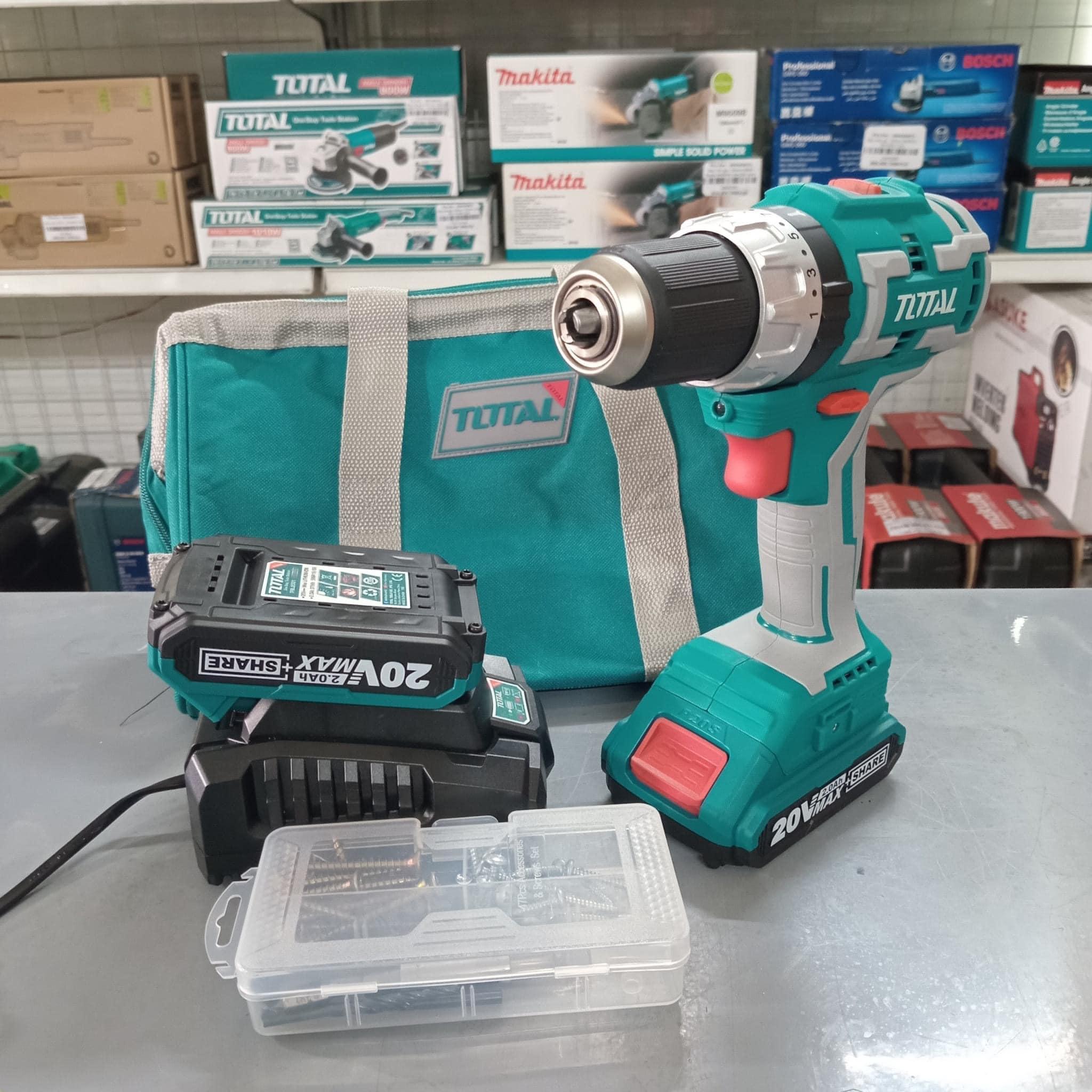 MÁY KHOAN BÚA KHÔNG CHỔI THAN DÙNG PIN 20V  TOTAL TIDLI20608 - HÀNG CHÍNH HÃNG