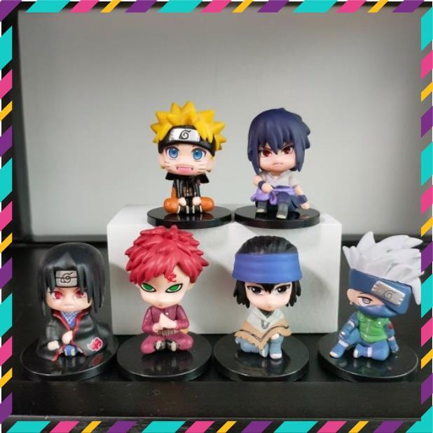 Mô Hình Naruto ChiBi, Bộ 6 Nhân Vật Naruto, Kakashi, Itachi, Sasuke, Garaa, Siêu Đẹp - Figure Anime Naruto