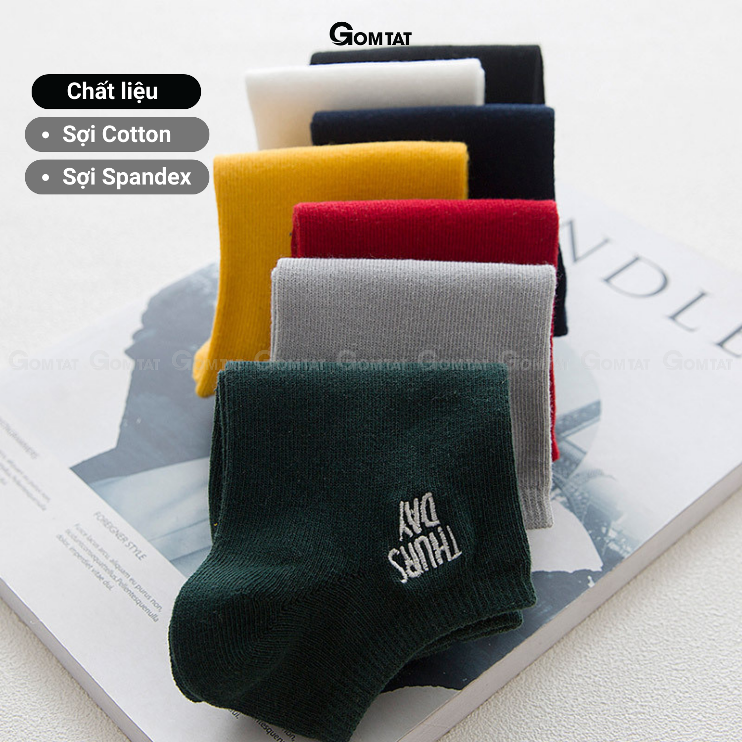 Set 7 đôi Vớ cổ ngắn nữ chất liệu cotton cao cấp, tất nữ cổ thấp 7 đôi sử dụng 7 ngày - VOTUAN-NU02