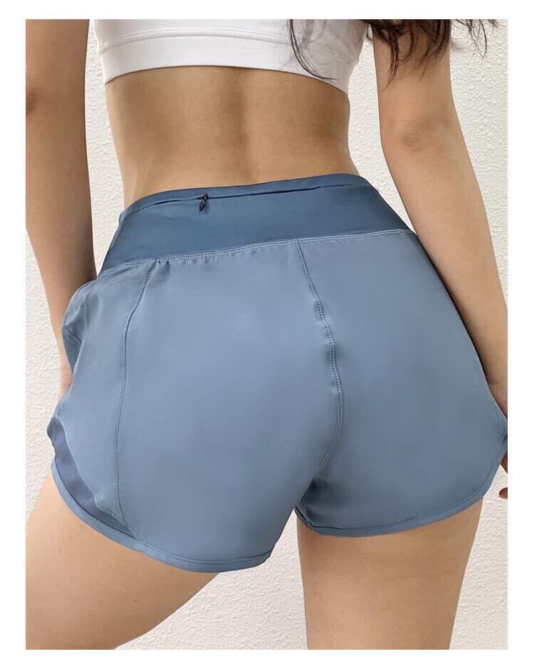 Quần Đùi Short Khoá Kéo Sau Lưng 2 Lớp Xanh Ngọc Phối Lưới