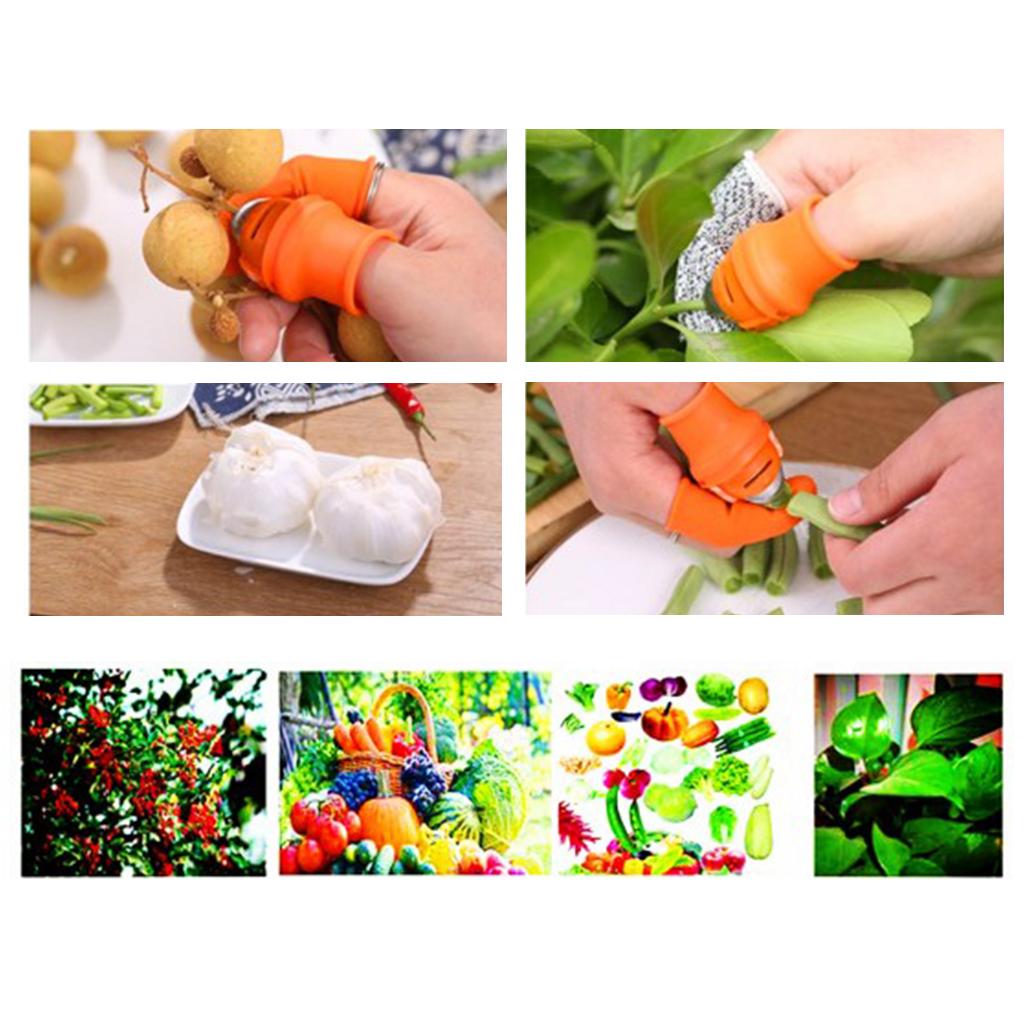 2x Silicone Thumb Knife with Finger Sleeve Covers Vegetable Harvesting Knife
