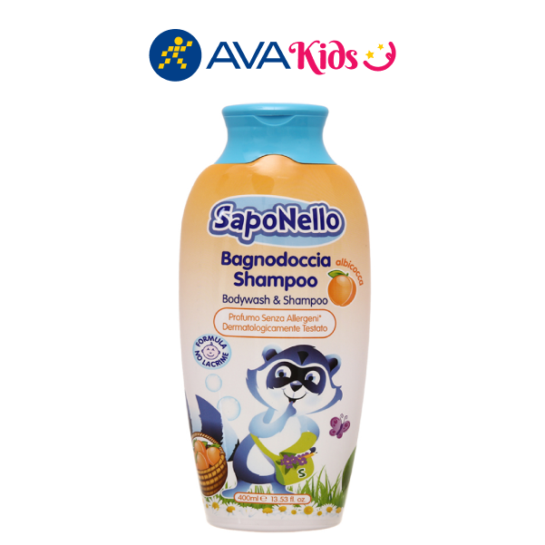 Sữa Tắm Gội Toàn Thân Trẻ Em Saponello - Hương Quả Mơ 400ml