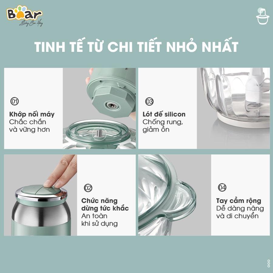 [Hàng Chính Hãng] Máy xay thịt Bear 2.5L QSJ-C04R8S xay nhuyễn đa dạng các loại thực phẩm công suất mạnh lên tới 350W giúp xay nhuyễn thịt và nhiều thực phẩm với màu sắc nhã nhặn, sang trọng