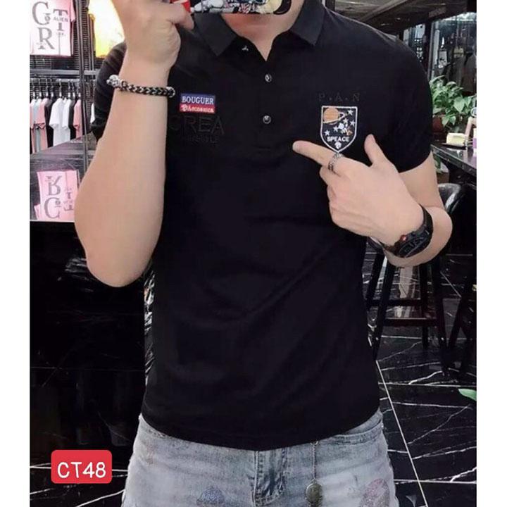 Áo thun nam có cổ tay ngắn chất vải thun cotton co giãn thoáng mát - mkt22