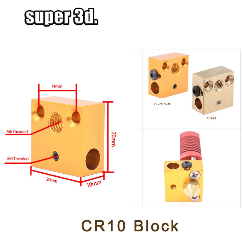 1 cái 3D Khối Nhiệt E3D V5 V6 MK7 MK8 MK2 MK10 Núi Lửa PT100 CR10 2 TRONG 1 RA Nhôm/Đồng Thau Cho Hotend 3D Máy In Phần