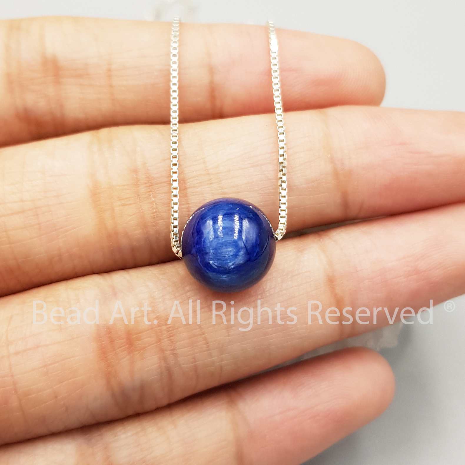 Dây Chuyền Đá Kyanite Xanh Dương 10MM Bạc 925, Đá Thiên Nhiên, Trang Sức Phong Thuỷ, Chuỗi Hạt, Mệnh Thuỷ, Mộc - Bead Art