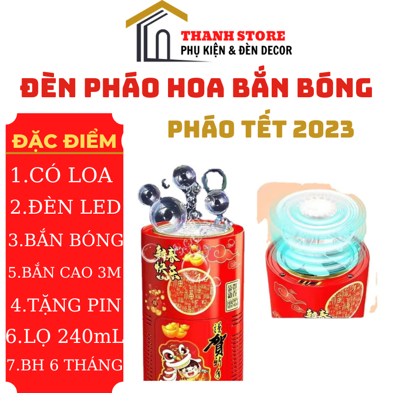 Máy tạo bong bóng phao hoa - đèn bắn bong bóng có loa có led RBG cho lễ hội ngày tết 2023