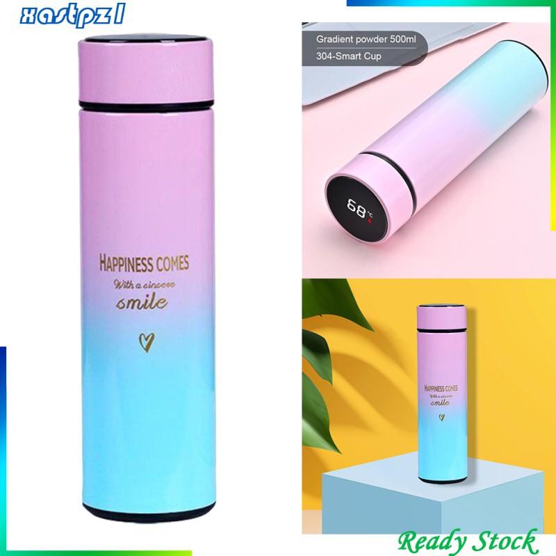 Bình Nước Giữ Nhiệt 500ml Có Đèn Led Hiển Thị Màu Xanh Dương