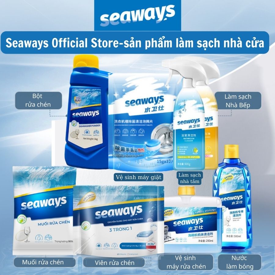Viên rửa chén bát Seaways 3 trong 1 chuyên dụng cho mọi loại máy rửa chén, /túi