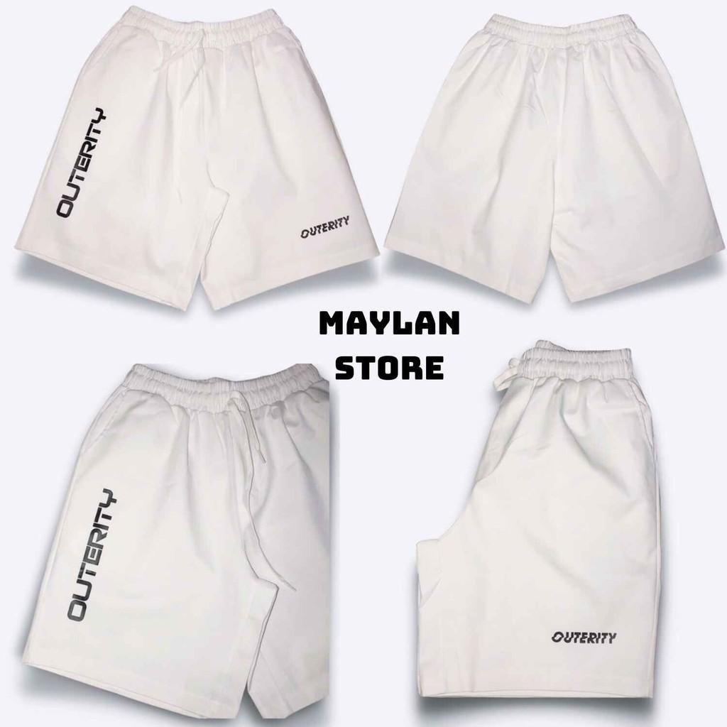 Quần Short Nam Kaki in chữ - vải kaki phong cách unisex streetwear