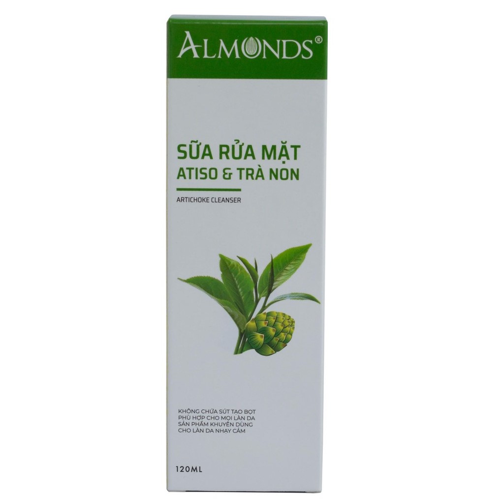 Sữa rửa mặt atiso và trà non Almonds 120ml