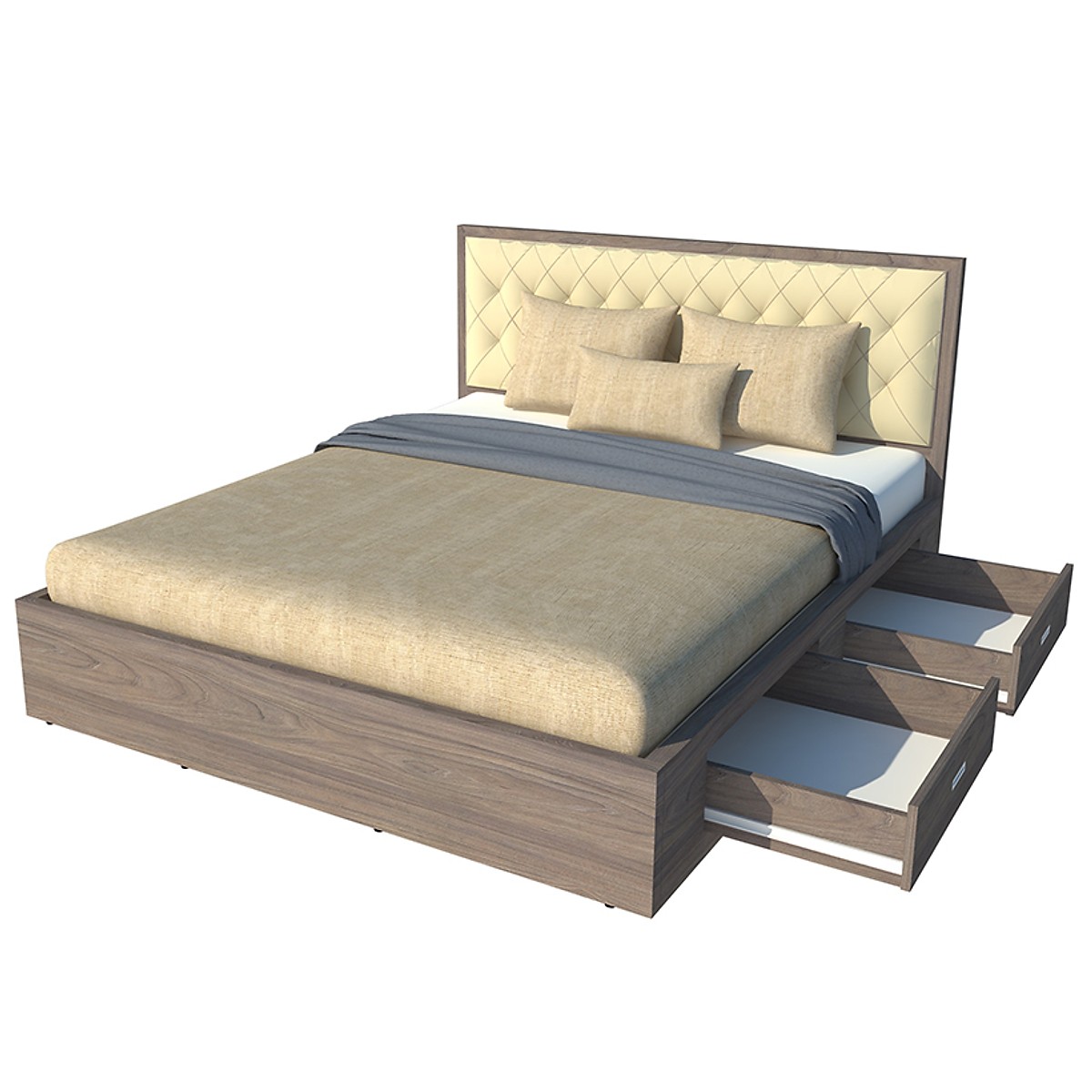 Giường ngủ gỗ công nghiệp bọc nệm OHAHA - GN019
