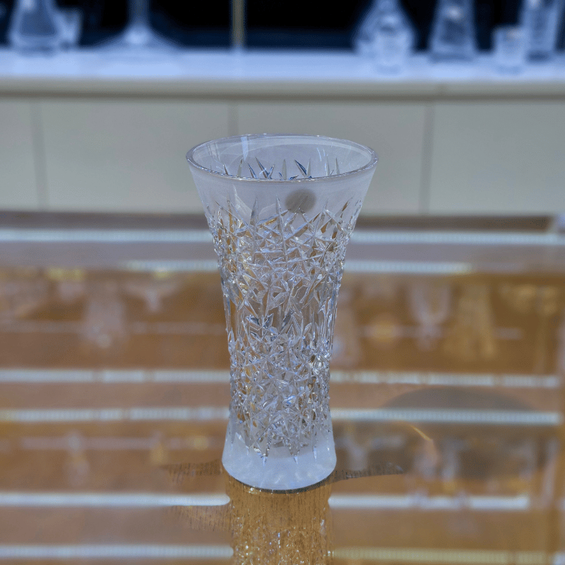 Bình hoa pha lê Tiệp cao cấp BOHEMIA cao 30.5 cm, hoa văn mài và phun cát mờ - Hàng chính hãng