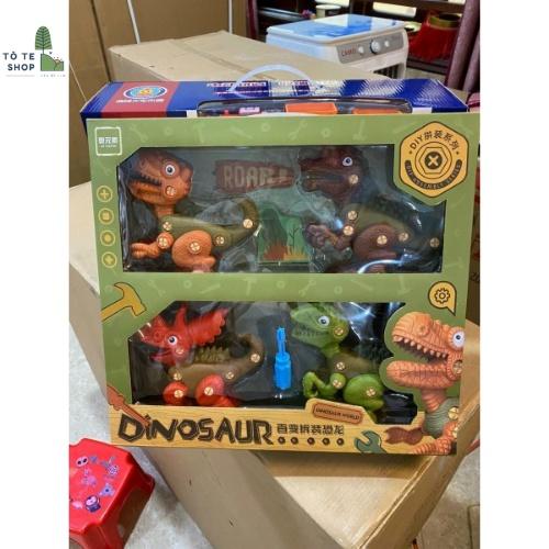 Đồ chơi khủng long lắp ráp, có vít đi kèm, set 4 khủng long đồ chơi vô cùng thú vị cho bé sáng tạo và phát triển iq