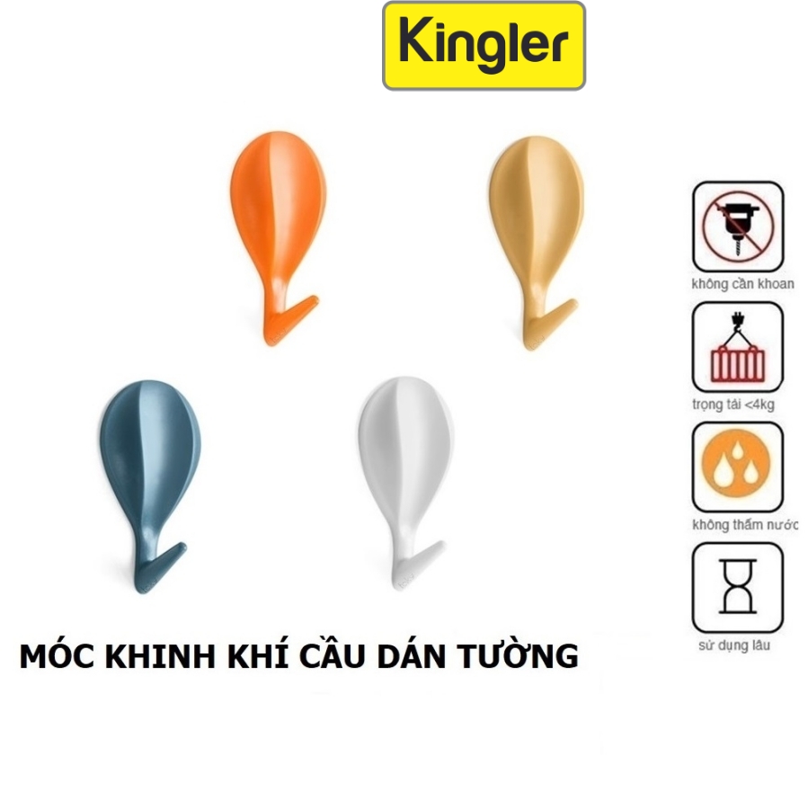 Móc Nhựa Khinh Khí Cầu Nhiều Màu, Móc Dán Tường Treo Đồ, Đa Năng, Kiểu Dáng Dễ Thương, Kingler 2222