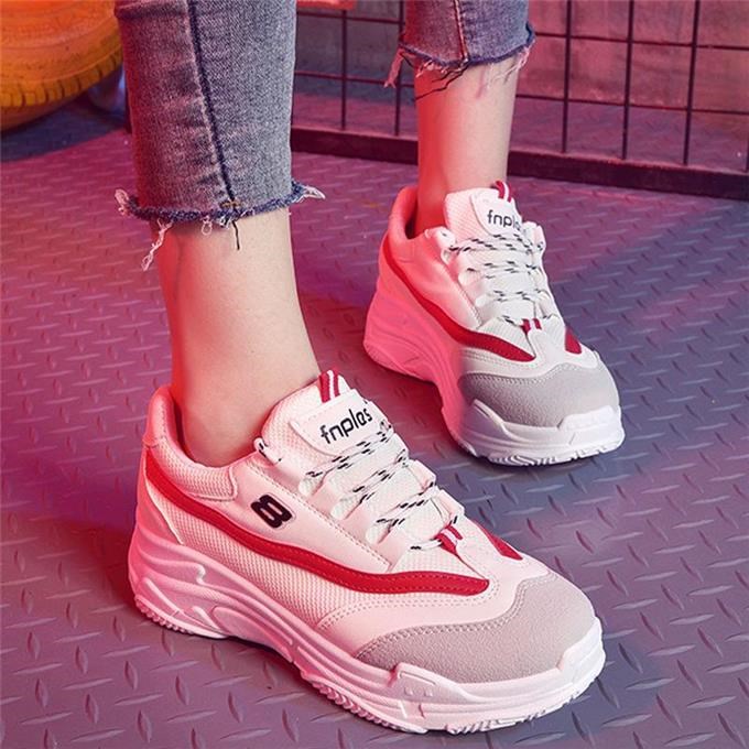 GIÀY SNEAKER NỮ THỂ THAO ĐẾ ĐỘN SIÊU ÊM THOÁNG KHÍ ĐẾ ĐÚC CAO SU NGUYÊN KHỐI PHỐI FULL SIZE VIỀN MÀU CÁ TÍNH TĂNG CHIỀU CAO (NHƯ HÌNH) CTSCG255