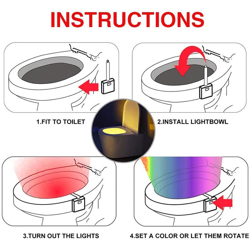 Đèn Led Cảm Biến Chuyển Động Pir 16 Màu Cho Toilet Phòng Tắm
