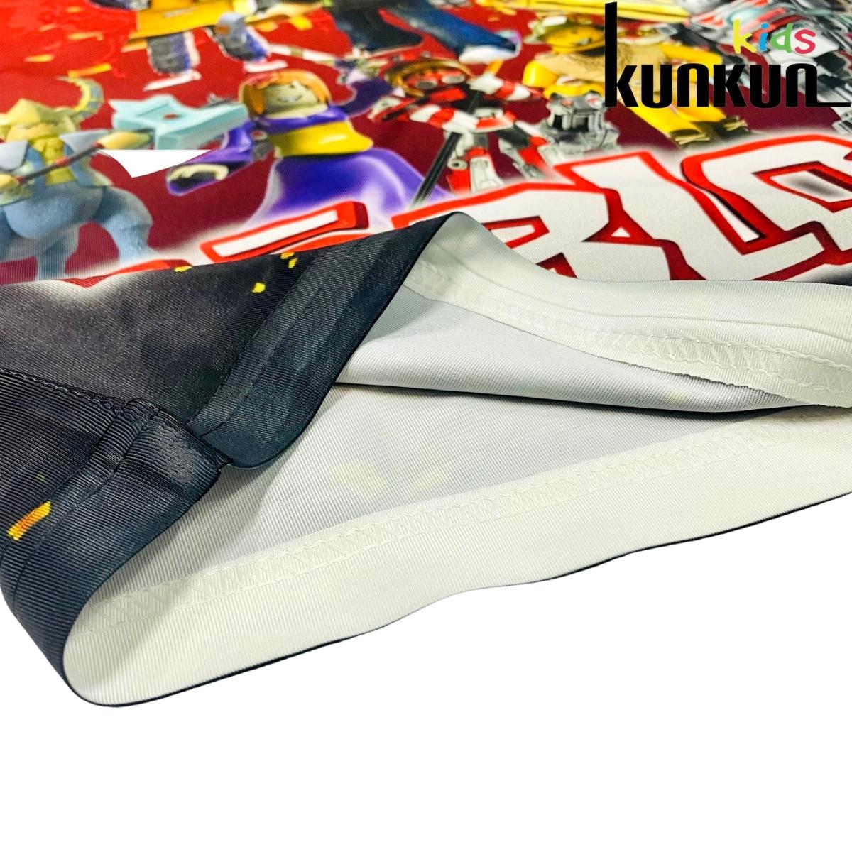 Quần áo trẻ em KUNKUN TP803 in 3d hình roblox đỏ chất thun lạnh - Bộ cộc tay bé trai size đại từ 10-60kg