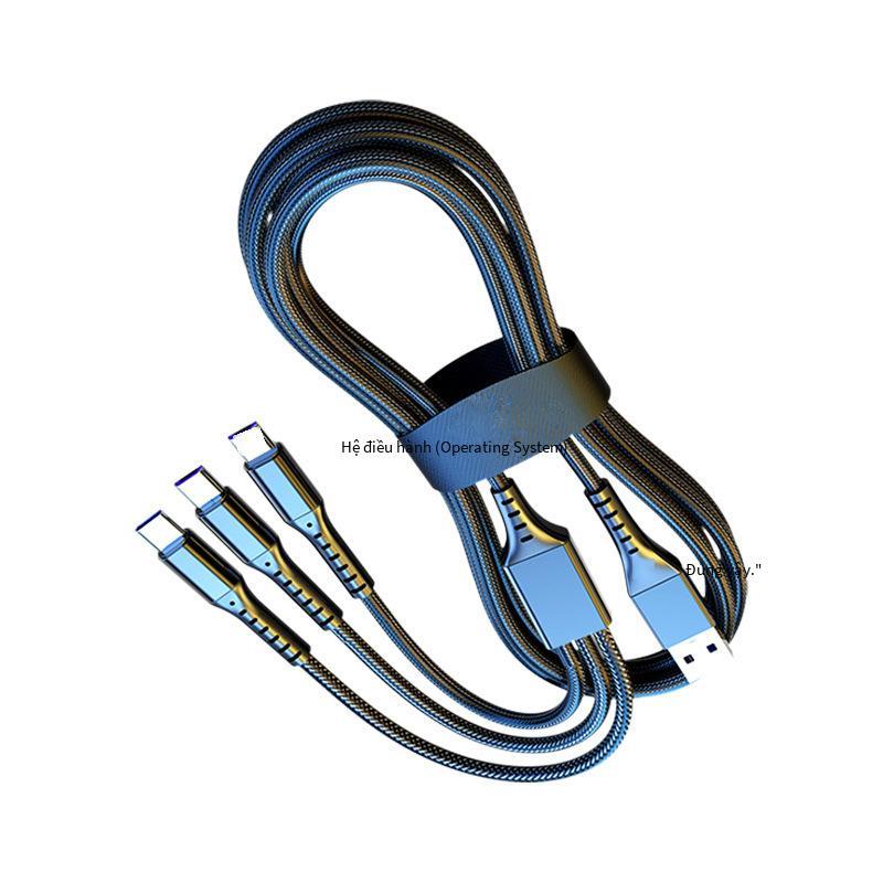 Desnai đặc biệt cáp sạc ba trong một ba dây USB Android đầu cáp dữ liệu một kéo ba hợp kim kẽm cáp sạc nhanh typec