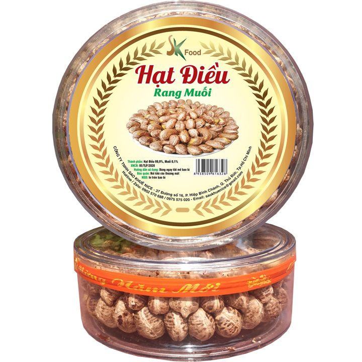 HẠT ĐIỀU VỎ LỤA RANG MUỐI CAO CẤP THƯƠNG HIỆU SK FOOD - 1KG 2 HỘP