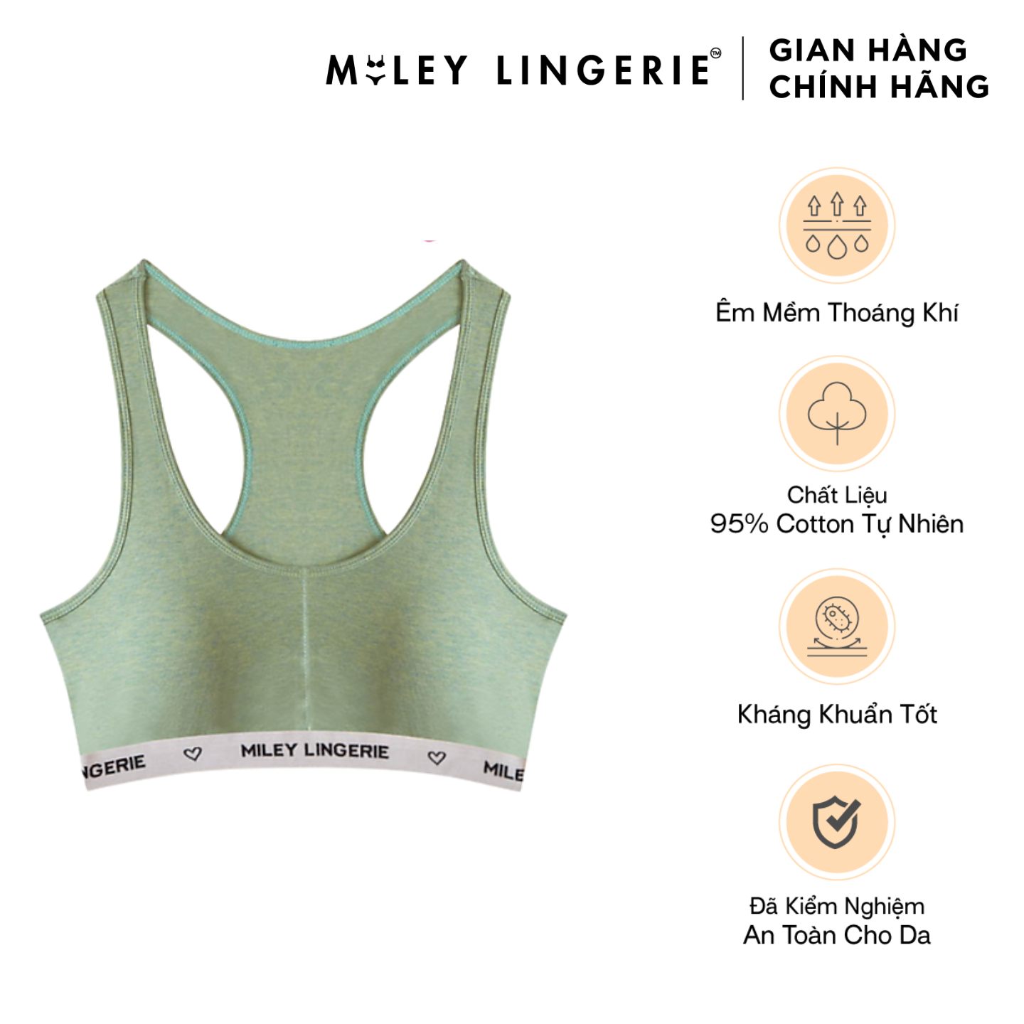 Áo Ngực Nữ Thể Thao Kèm Mút Ngực Melange Active Miley Lingerie Brm - 053 - Xanh Lá - L
