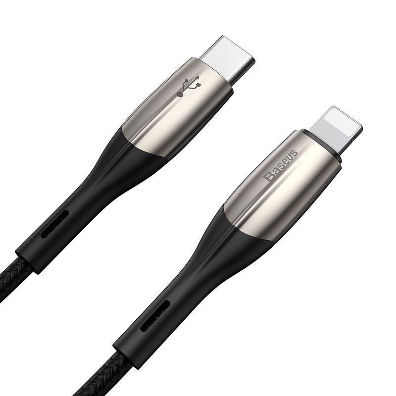 Dây cáp sạc nhanh 18W USB Type-C to Lightning dài 100cm hiệu Baseus Horizontal cho iPhone / iPad (trang bị đèn LED, sạc nhanh chuẩn PD 18W, Công nghệ chống đứt SR) - Hàng nhập khẩu