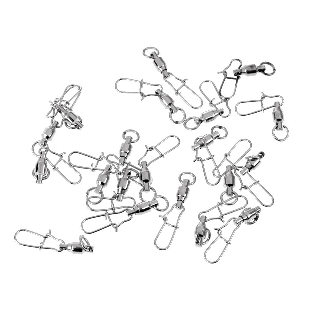 20 Pieces High-strength Fishing Ball Bearing Swivels with Nice Snaps 0#