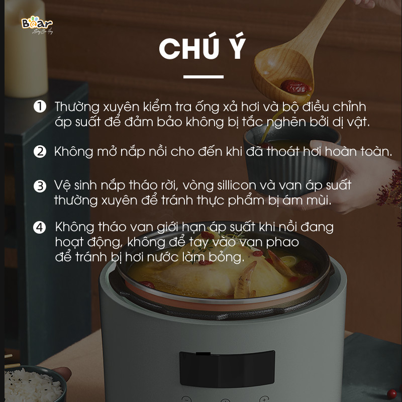 CHÍNH HÃNG BEAR VIỆT NAM  Nồi áp suất Bear tiếng Việt 2.5L SB-AS25L