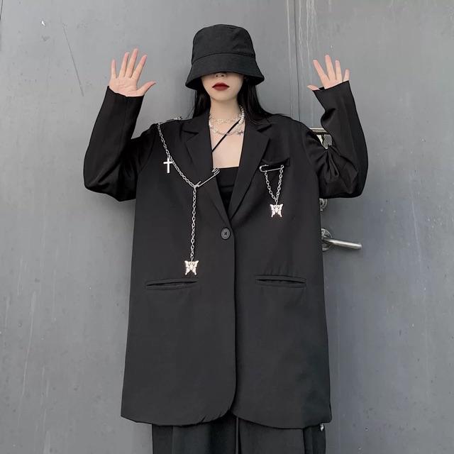 Áo vest phụ kiện dây chain bướm dài tay