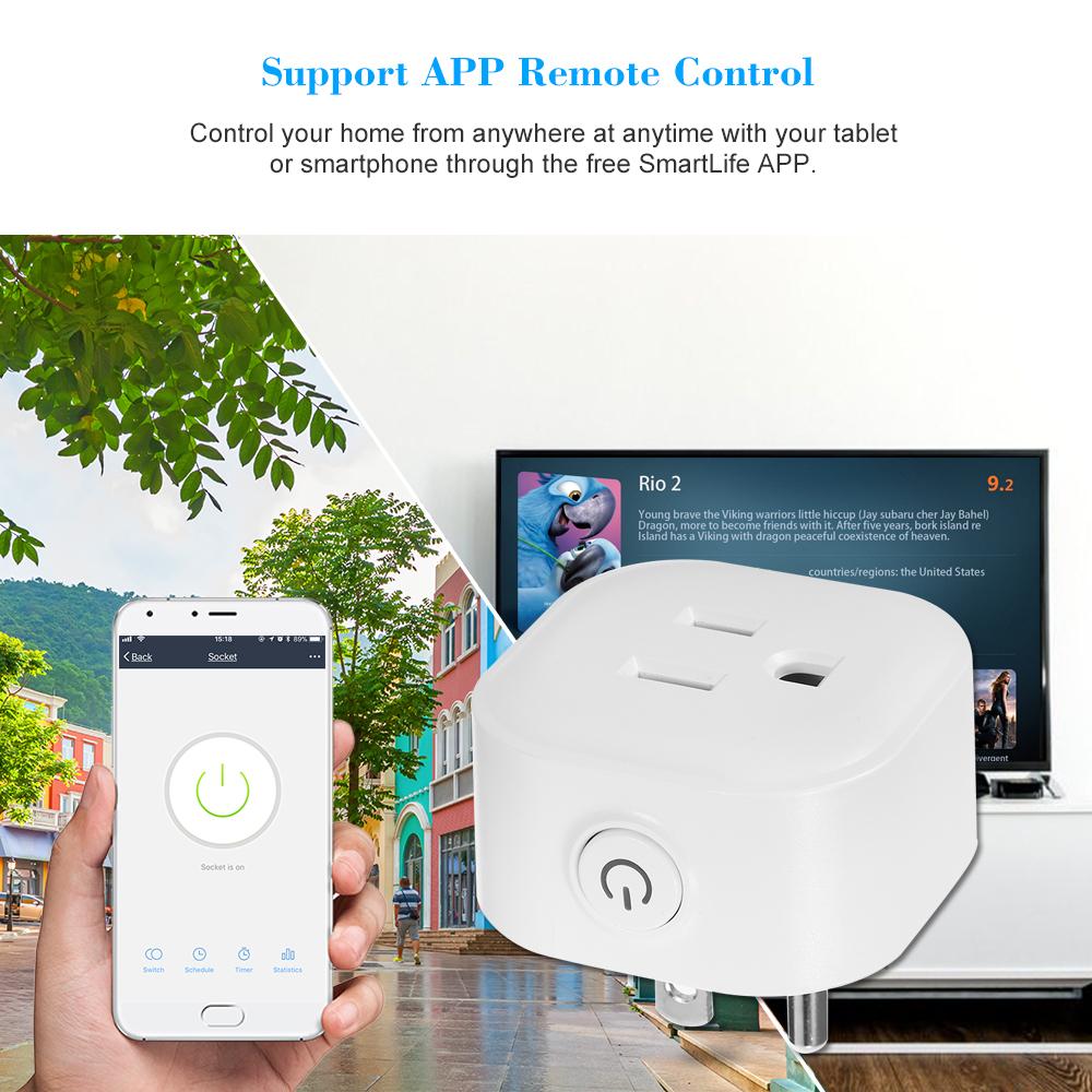 Mini Wifi Smart Socket with Energy Monitoring Function Bulgy On/Off Button Smart Alexa Outlet Support APP Remote Control Timing Function Voice Control for Amazon Alexa for Google Home/Nest IFTTT No Hub Required Smart Home Plug