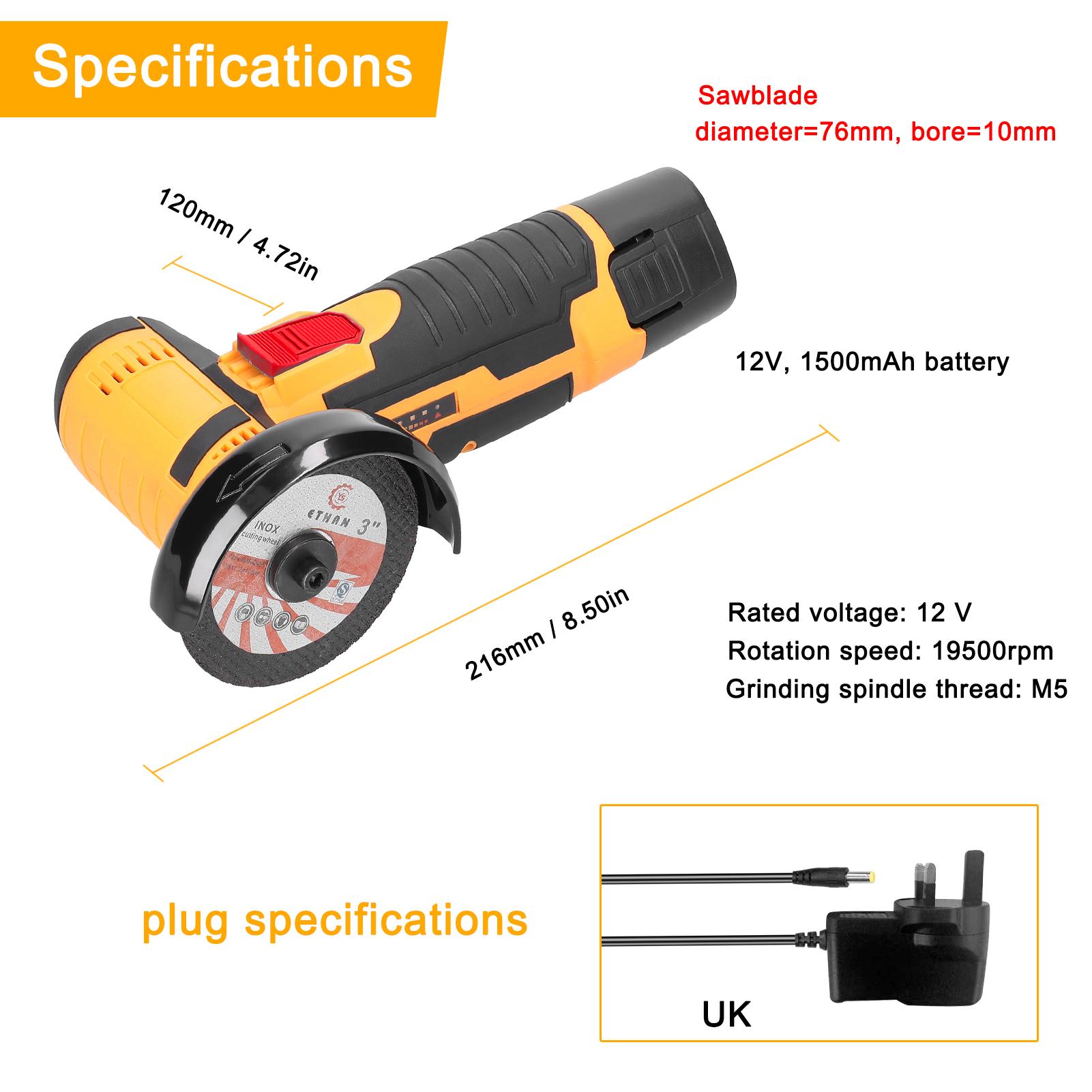 19500rpm Electric Grinding Tool Multifunctional Mini Grinder Handheld Cutter for Cutting Polishing Ceramic Tile Wood Stone Steel