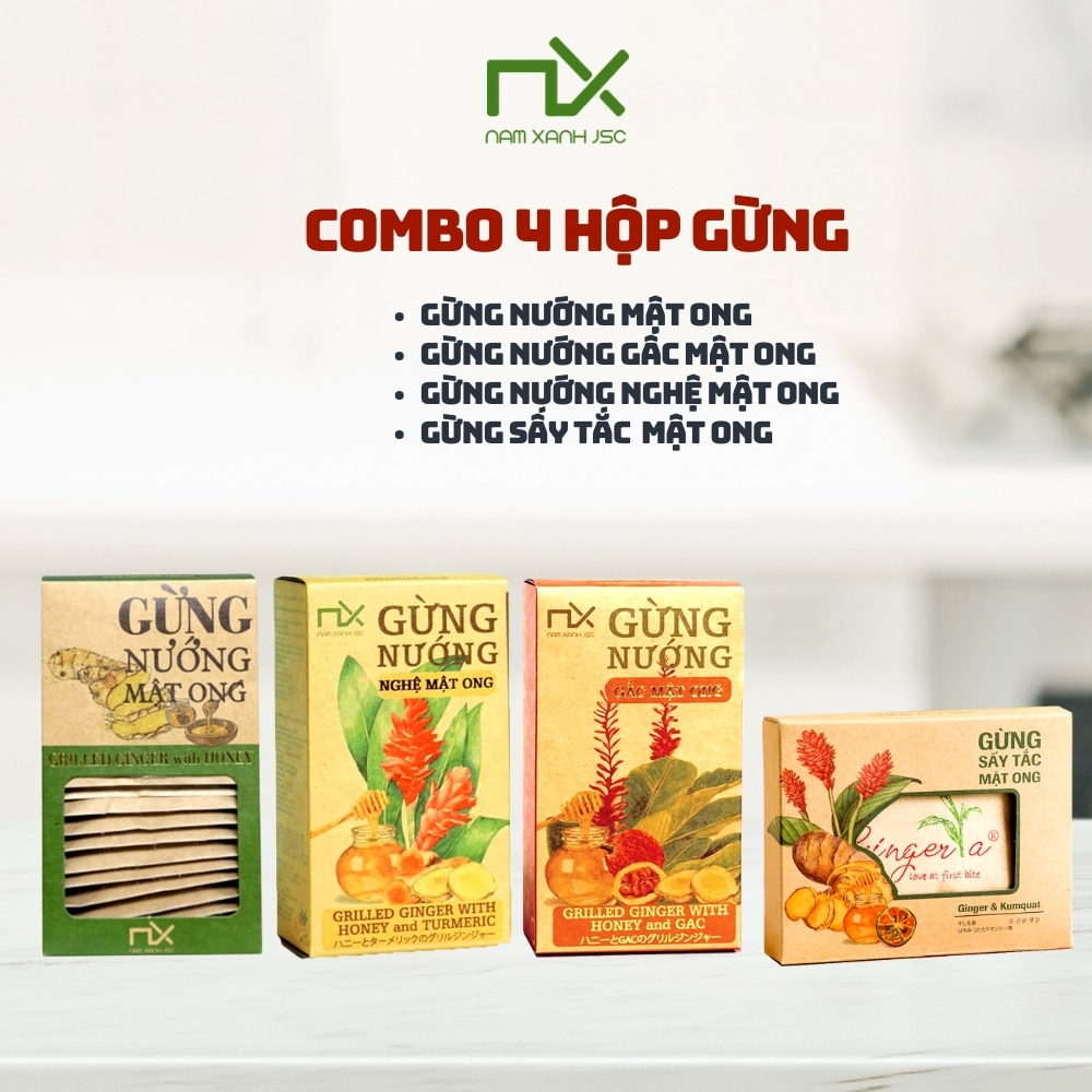 Combo 4 hộp gừng mật ong Nam Xanh