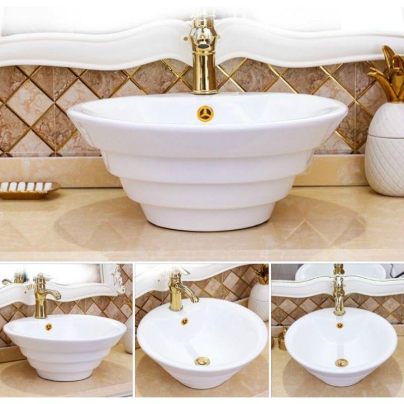 Lavabo sứ đặt bàn xoắn ốc phủ men nano cao cấp