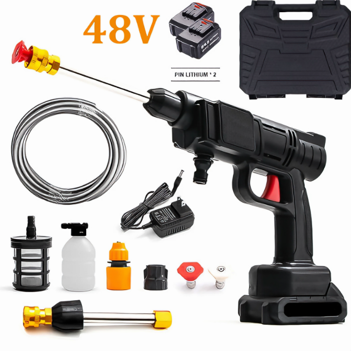 Máy rửa xe ô tô, xe máy gia đình áp lực cao dùng pin cầm tay, công suất 400w 2 pin 48v (Tặng kèm 1 món quà tri ân)- Hàng chính hãng