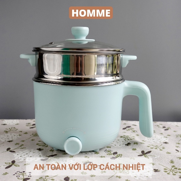 Nồi lẩu điện đa năng mini dùng làm ca lẩu nấu mì, ninh cháo, hấp, chiên, rán