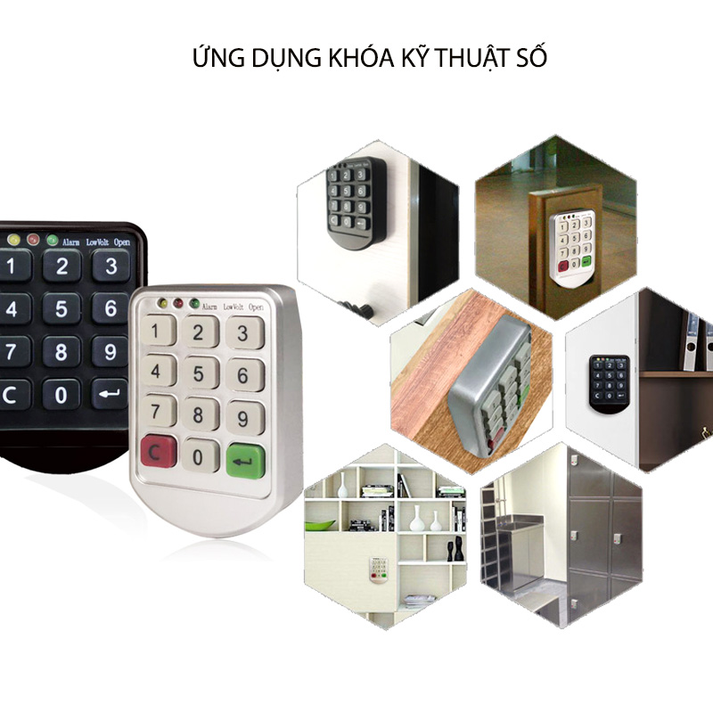 Khóa số điện tử dùng cho cửa phòng, cho hòm, tủ để đồ cá nhân, mở bằng mã số