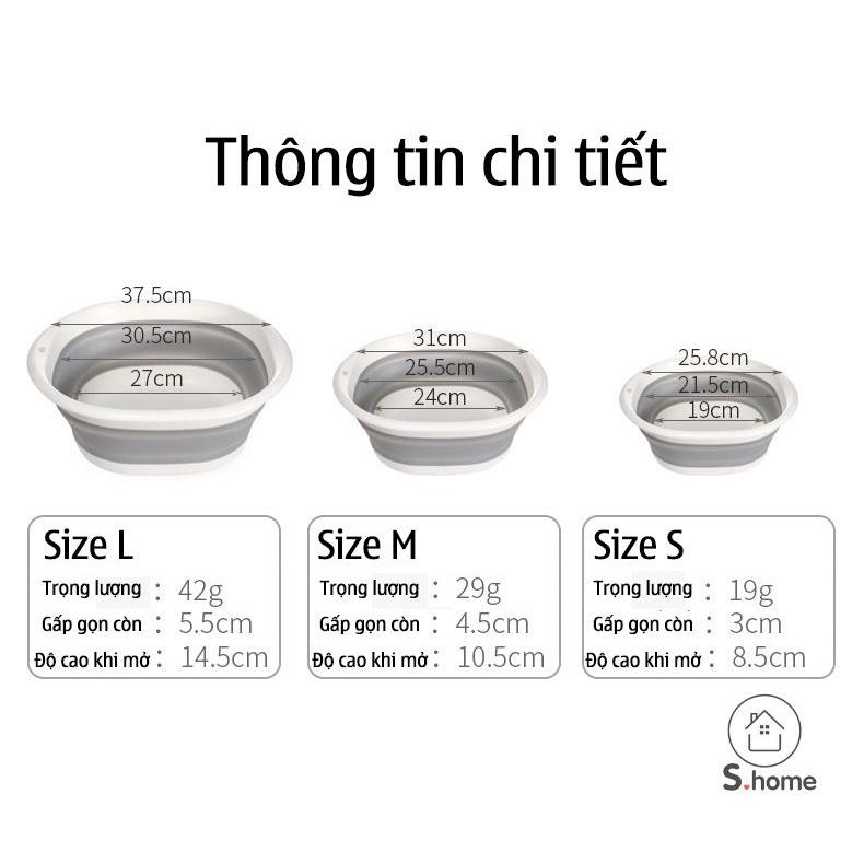 Chậu tắm cho bé, thau gấp gọn, chậu ngâm chân silicon đa năng, kích thước vừa + lớn