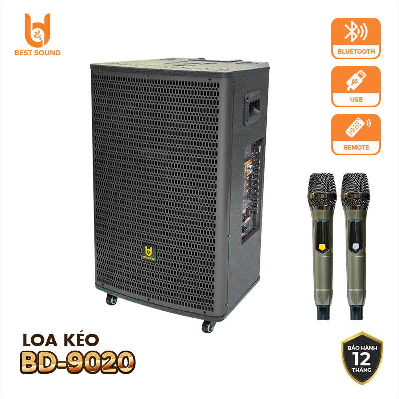 [ 2 MICRO KHÔNG DÂY UHF + REMOTE ] Loa Kéo Gỗ Bluetooth B&amp;D, Công Suất 120W, Bass 15 Inch - Hàng Chính Hãng