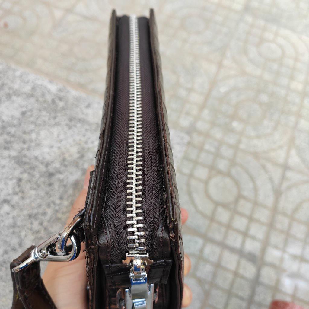 Clutch cầm tay da bụng cá sấu đẹp tinh tế