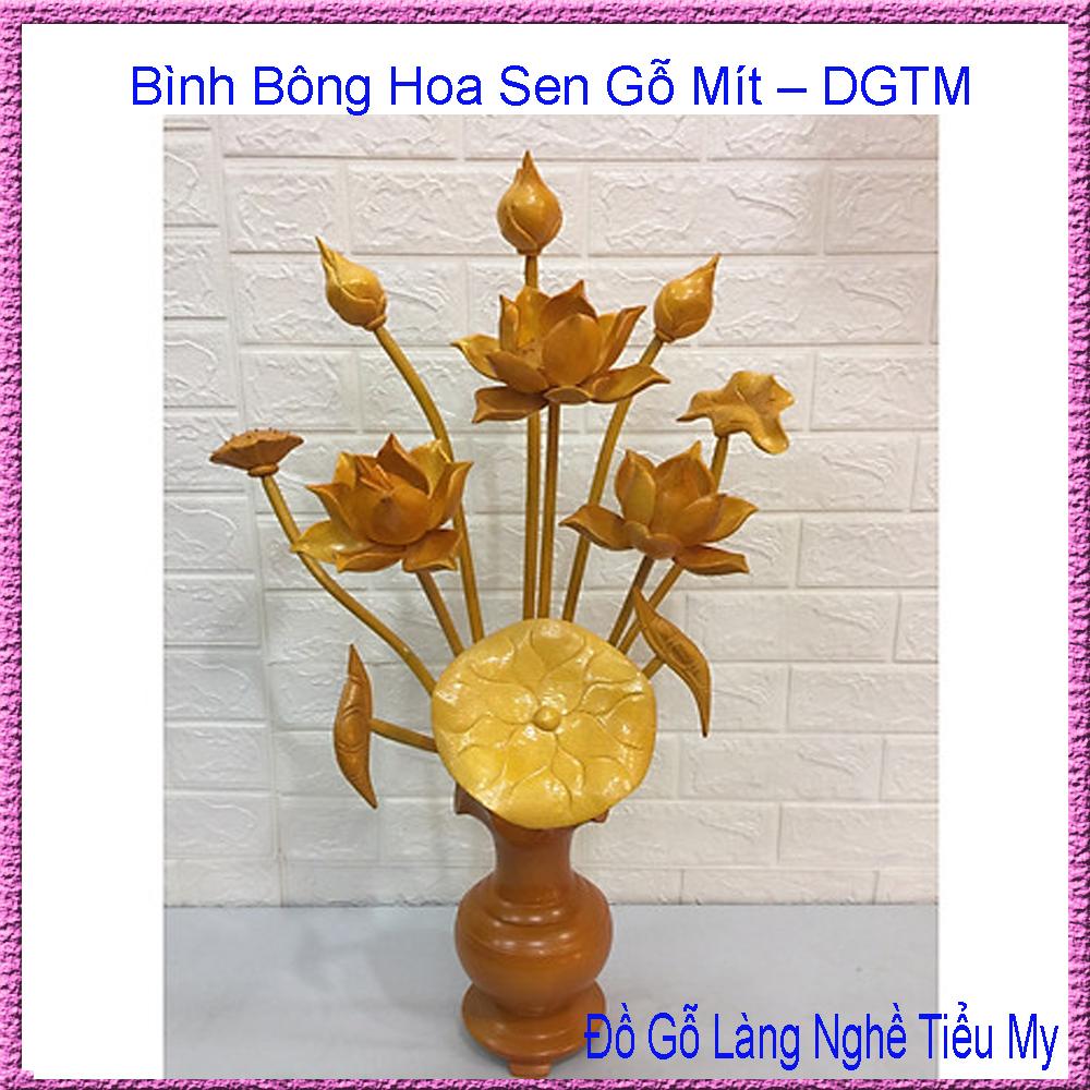 Bình bông hoa sen gỗ Mít - 11 bông hàng gỗ đẹp - Combo 2 bình