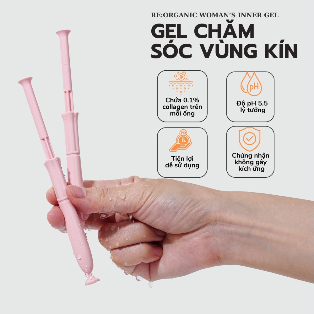 Gel vệ sinh chăm sóc Re:Organic Woman’s Inner Care Essence Gel, đũa thần phụ khoa làm sạch khử mùi trẻ hóa vùng chữ Y