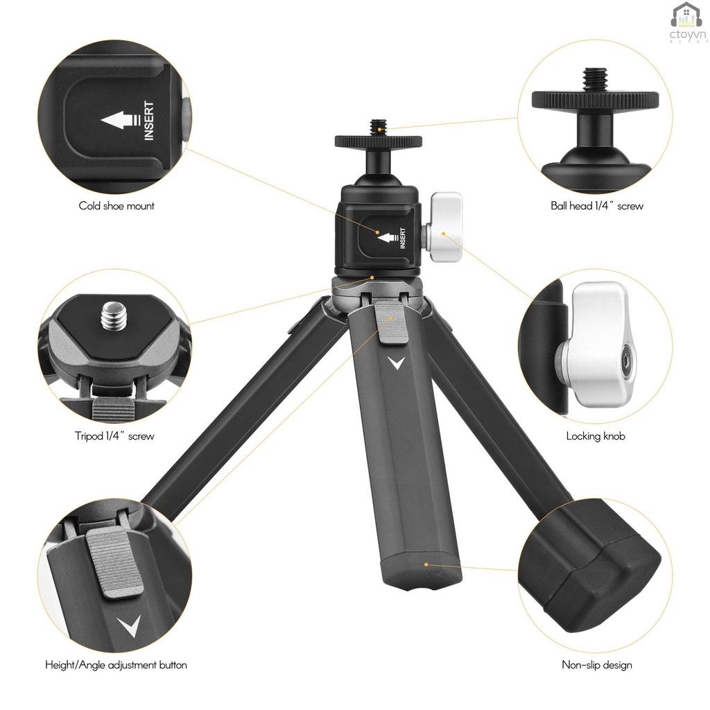 Giá đỡ ba chân mini bằng hợp kim nhôm kèm ốc vít 1/4 inch cho máy ảnh/điện thoại