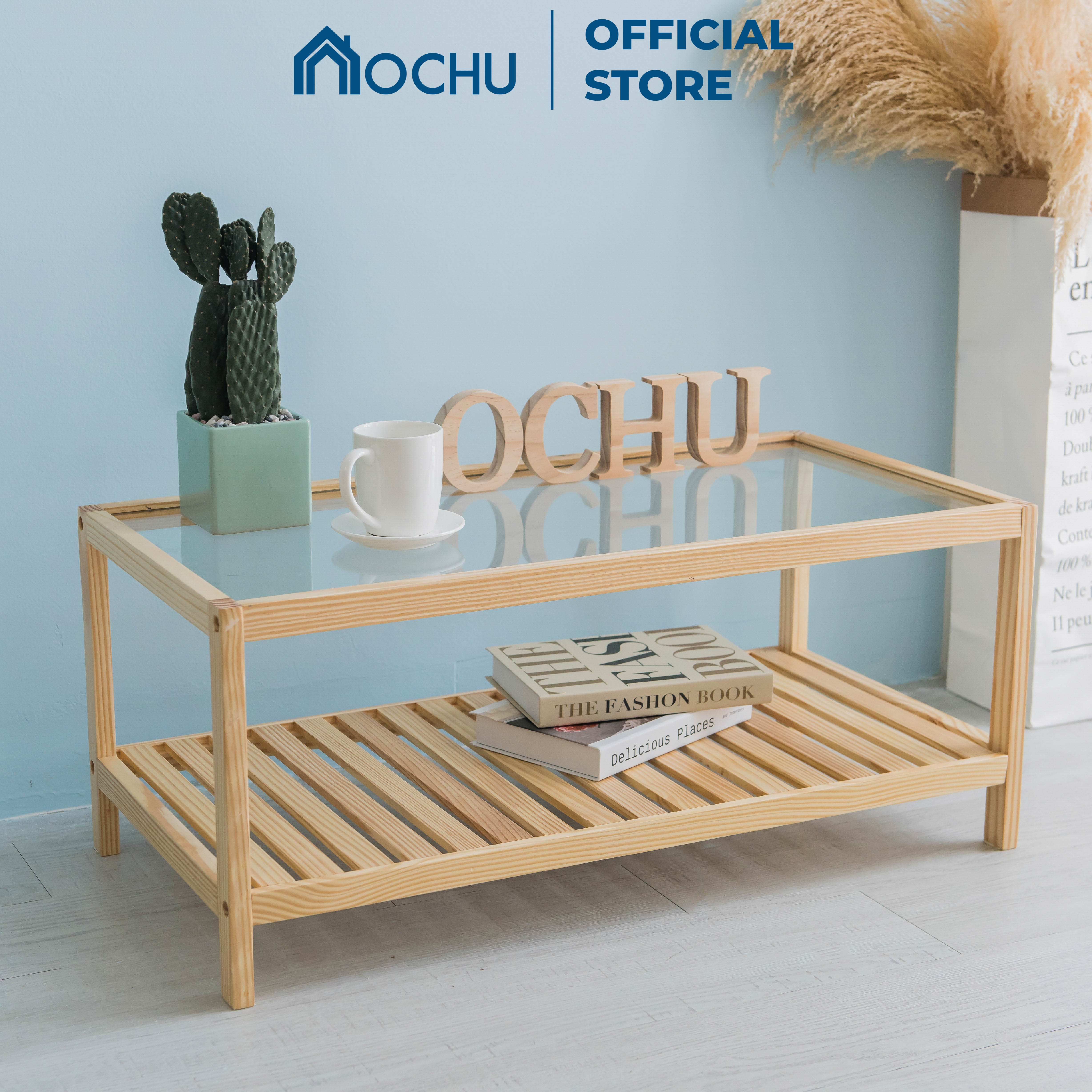 Bàn Trà Sofa Mặt Kính OCHU Khung Gỗ Hình Chữ Nhật  - Pure Table