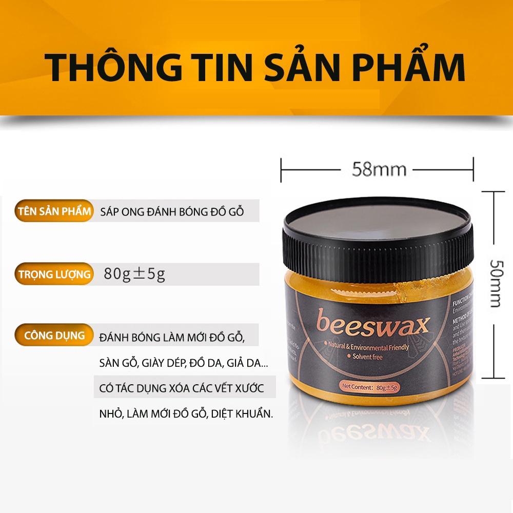 Sáp Ong Đánh Bóng Đồ Gỗ, Sàn Gỗ Mifan Beeswax 80gr - Làm mới, Phục hồi màu gỗ, vết xước bàn ghế, tủ, cửa gỗ