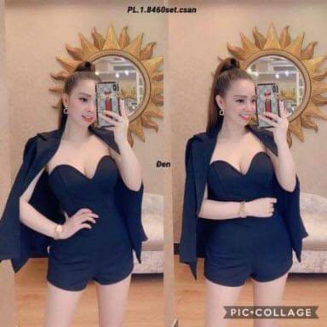 Sét jump cúp ngực áo khoác vest