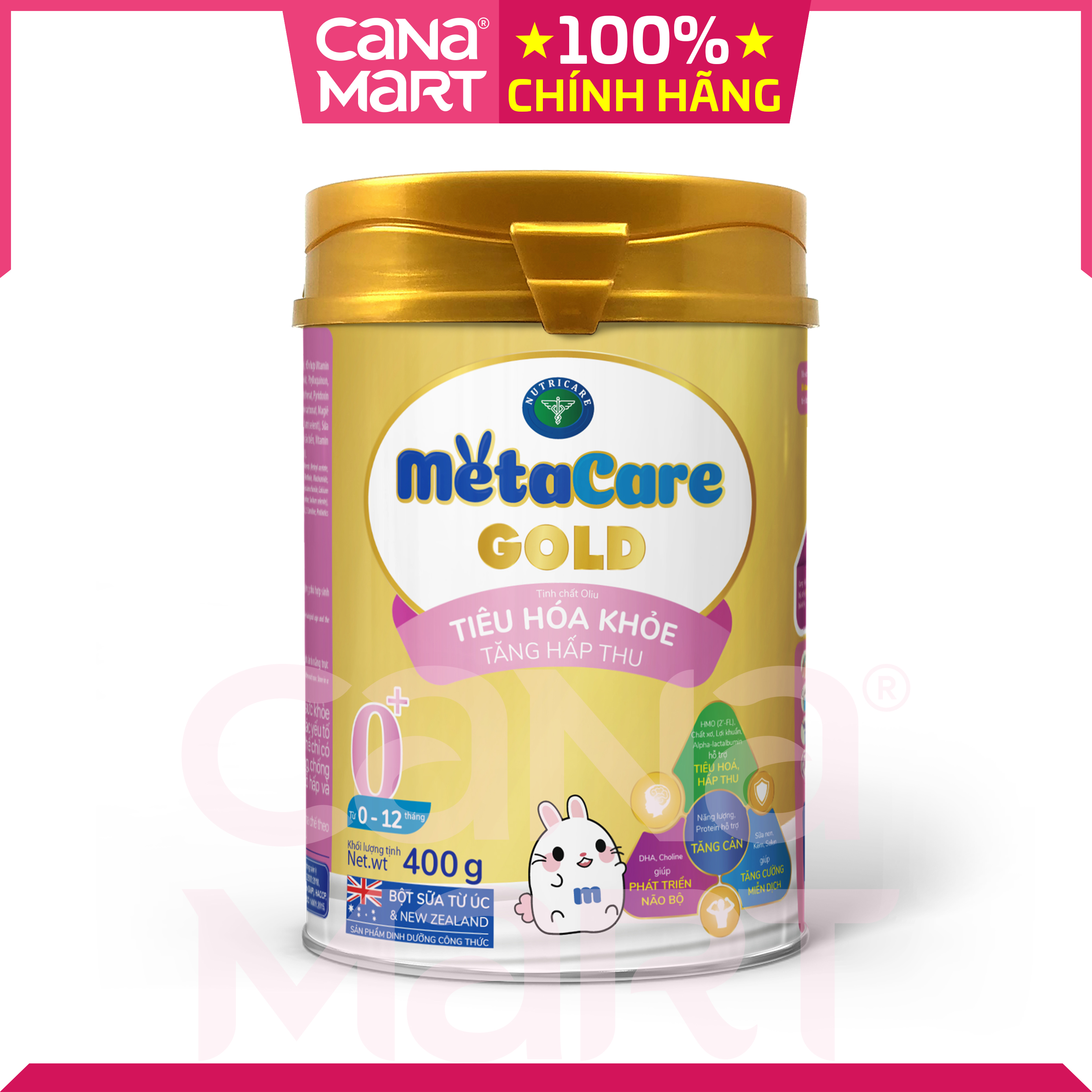 Sữa bột tốt cho bé Nutricare MetaCare Gold 0+, hỗ trợ tiêu hóa hấp thu, tăng cường miễn dịch, thông minh khỏe mạnh (400g)