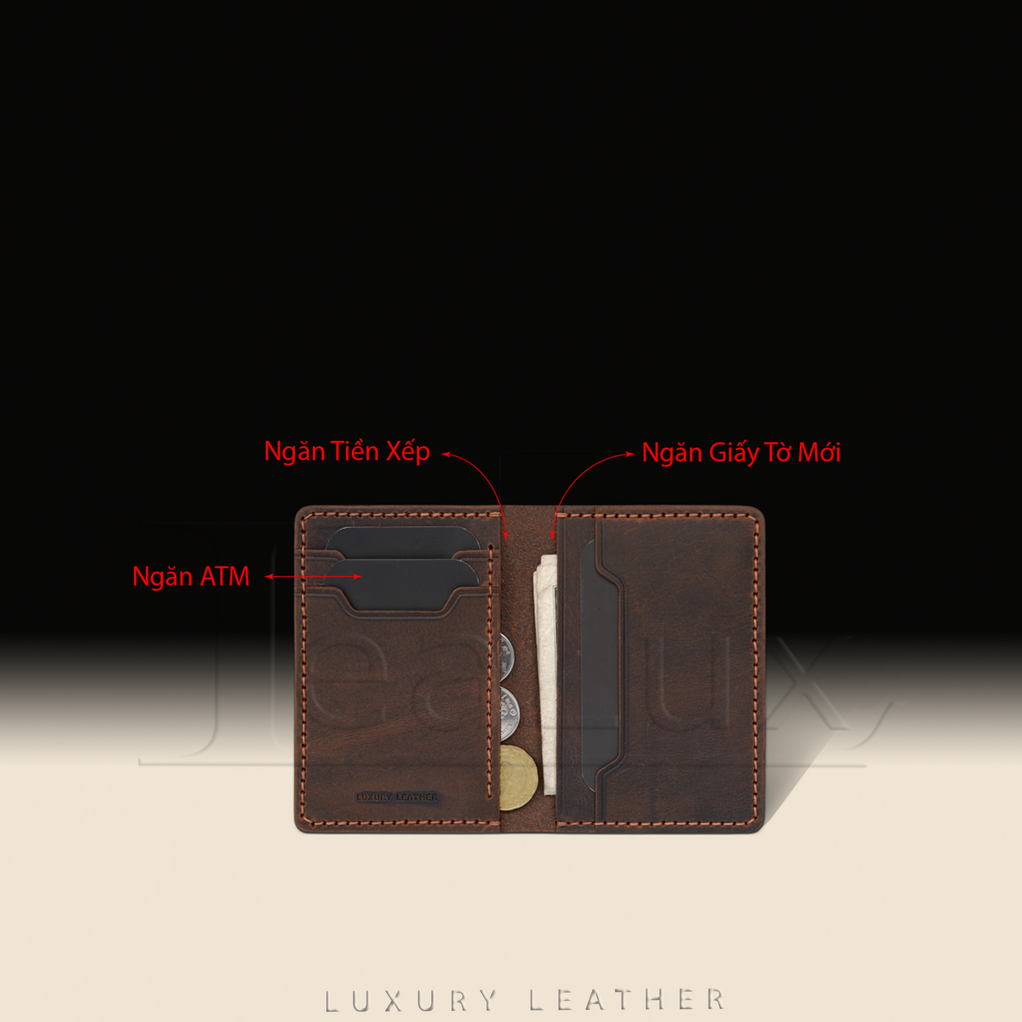 Ví Da Nam Nữ Đựng Thẻ LEALUX Mini Handmade 1