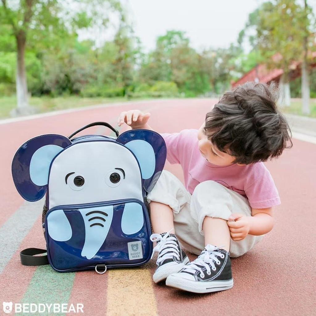 Balo trẻ em mẫu giáo 3 tuổi Beddybear Happy Paradise - Phù hợp bé học mẫu giáo - Chất liệu kháng nước - họa tiết con Voi - Bảo hành chính hãng 2 năm